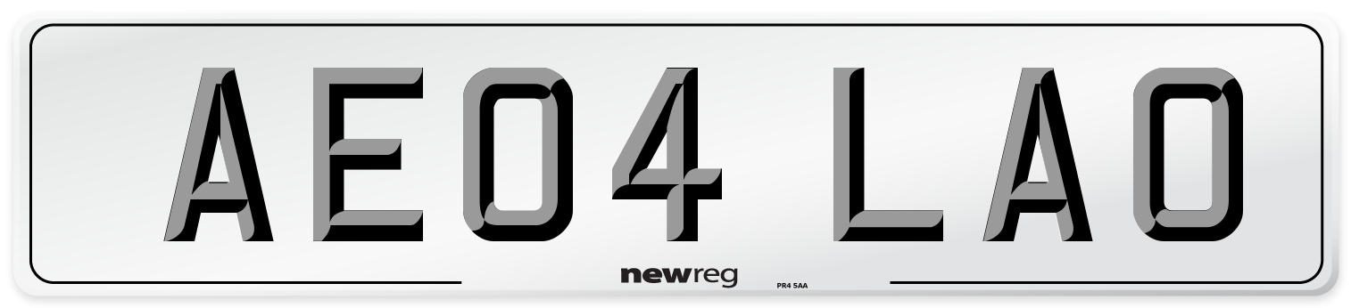 AE04 LAO Number Plate from New Reg